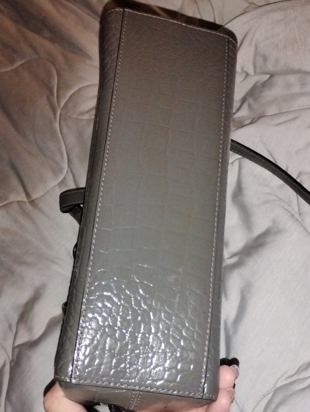 kate spade Croc-Embossed Satchel in Dark Brown with Gold Hardware - Picture 11 of 11